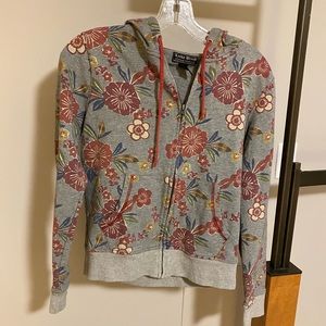 Vintage Lucky Brand Floral Zip Up Hoodie Sweatshirt